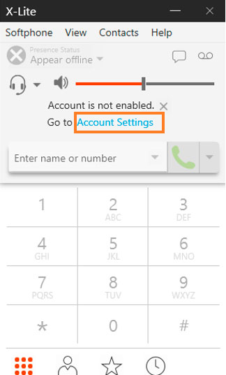 Abrir Account Settings en X-Lite