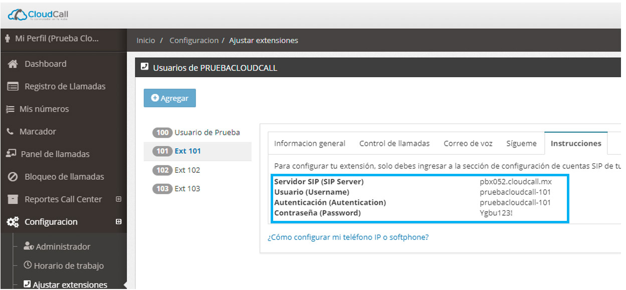 Obtener informacion de extension para configurar X-Lite