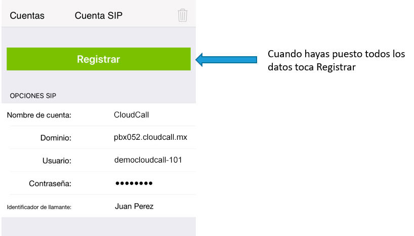 Registrar cuenta SIP en Zoiper para iPhone