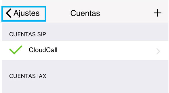 Salir de ajustes en Zoiper para iPhone