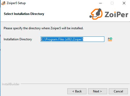 Elegir ubicacion de instalacion de Zoiper en Windows