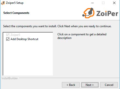 Seleccionar icono de escritorio para Zoiper en Windows