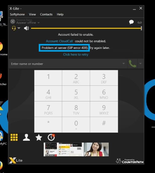 Problem at server (SIP Error 408) en X-Lite